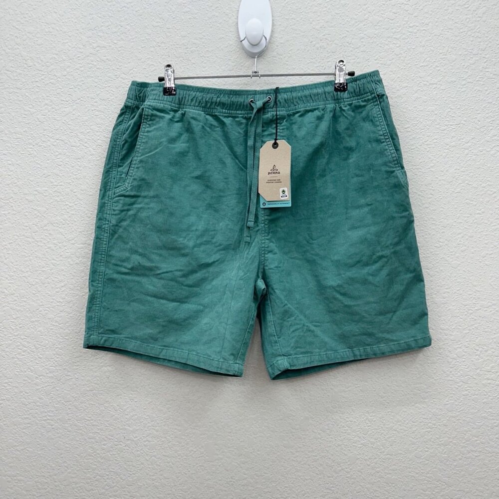 Prana Canyon Camp Green Corduroy Organic Cotton 7" Shorts Mens size XXL NEW